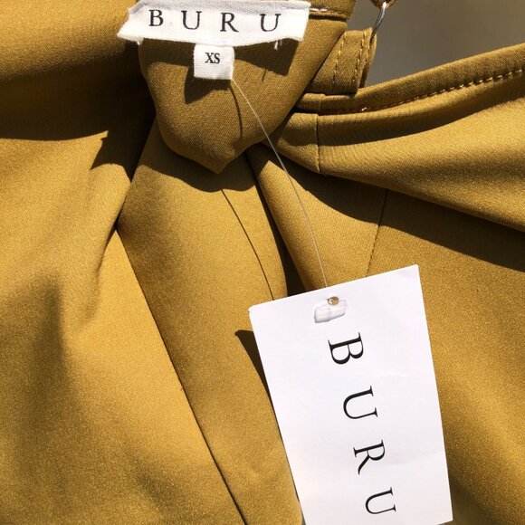 Buru XS Double Breasted Vest Top Button Down Up Mustard Sleeveless Yellow Tank - Picture 6 of 7